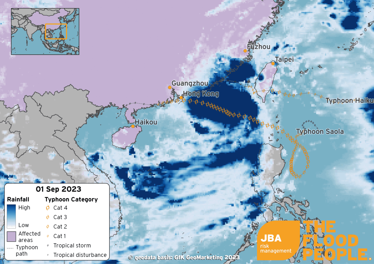 Map of rainfall affected areas