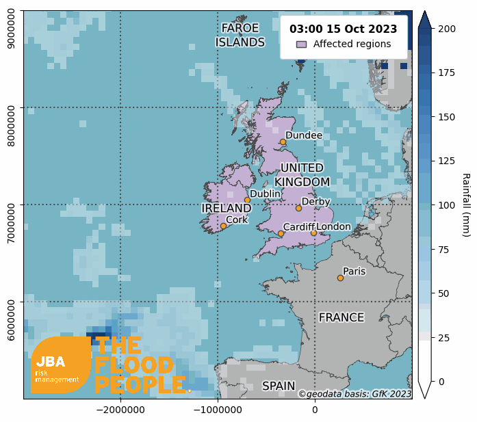 Map of affected areas