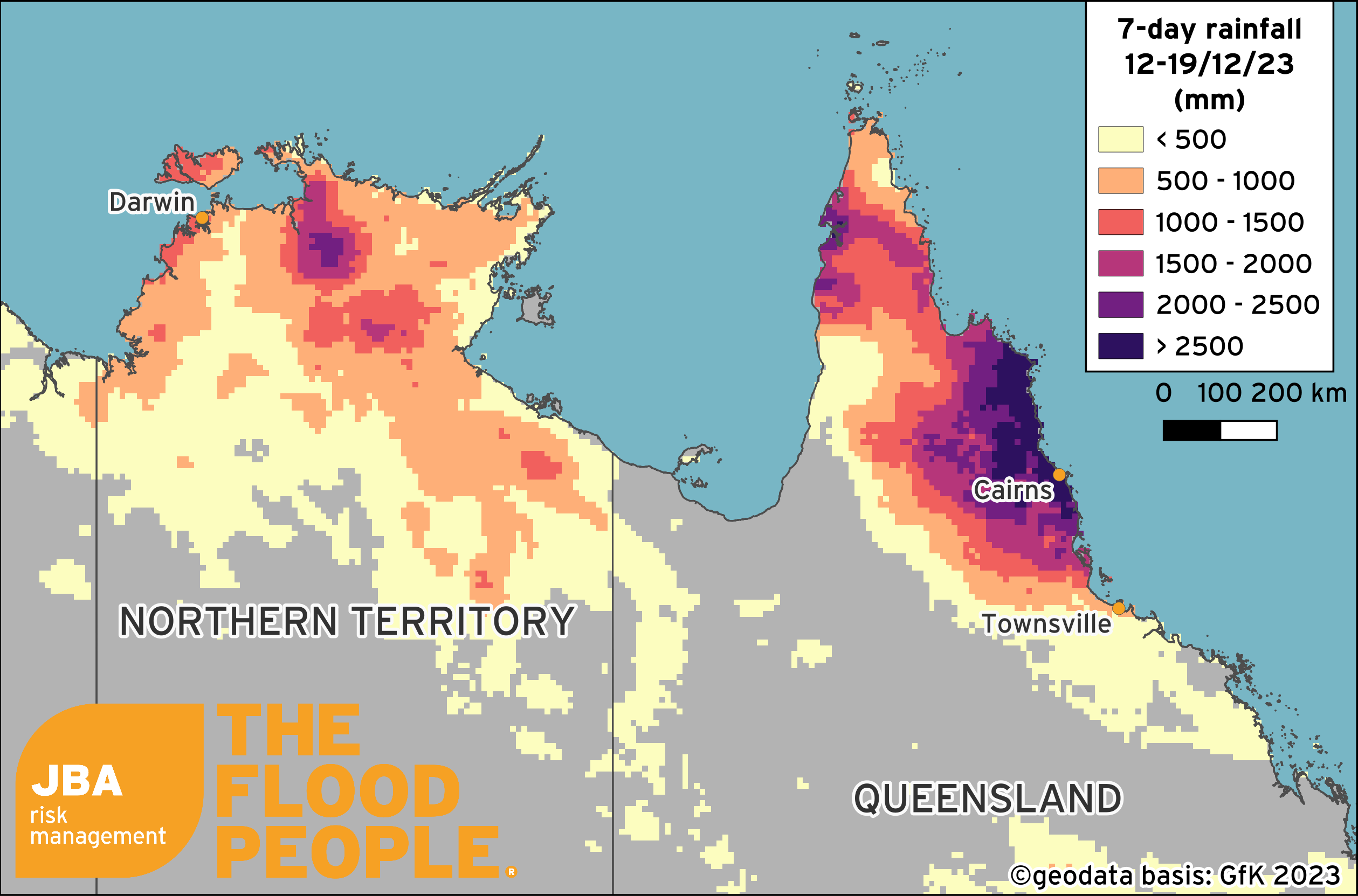 Rainfall accumulation data shown on the map